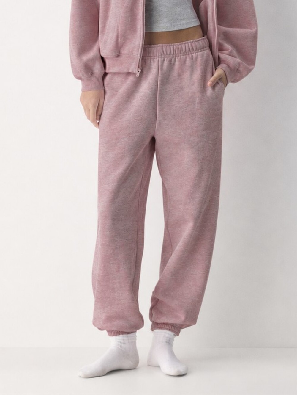 Aritzia Tna Cozy Sweatfleece Mega Jogger Large Heathered Pink/Grey
